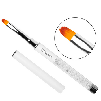 Clavier Pędzelek do żelu okrągły nr. 4 - Perłowy Biały Round Gel Brush #4