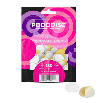 Wymienne pilniki białe na miękkiej bazie do dysku do pedicure PODODISC M EXPERT (50 szt) #180